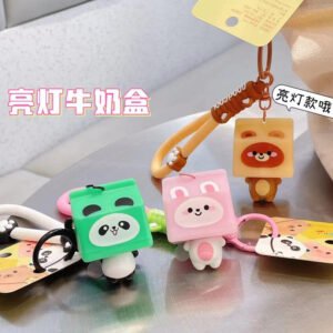 12pc- panda mix doll milkpacket Light keychain