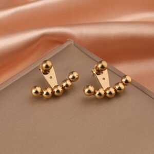 3 Pairs - Stainless steel front and back wear earrings - Golden