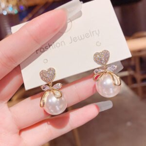 6 Set - Heart big pearl earrings