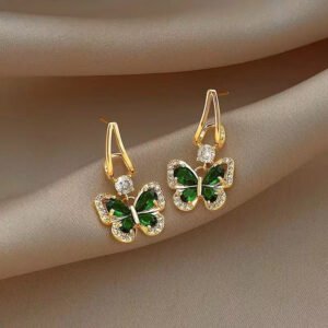 6 Set - Green zirconium butterfly earrings