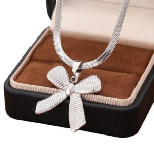 3 Pc - Silver Bow Necklace