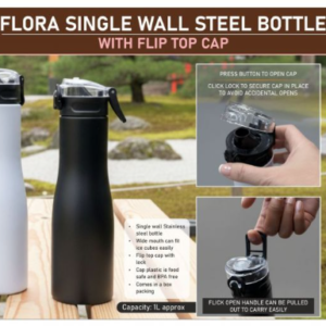 101-H282A*Flora Steel single wall bottle Colored with Flip top Cap