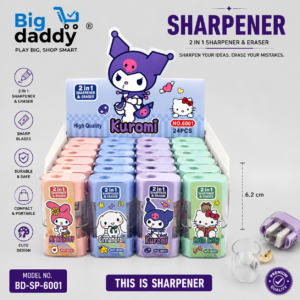 Kuromi 2 in 1 Cute Sharpener with eraser Pack of 24 ( Net price -12 )
