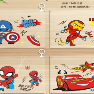 super hero cartoon  A4 Size file pouch  Pack of 12 ( Net price - 21 )